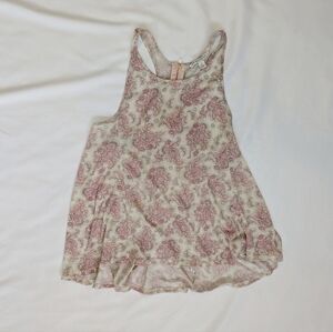 American Eagle Outfitters Women's Racer Tank, Pink Paisley Floral, size Large